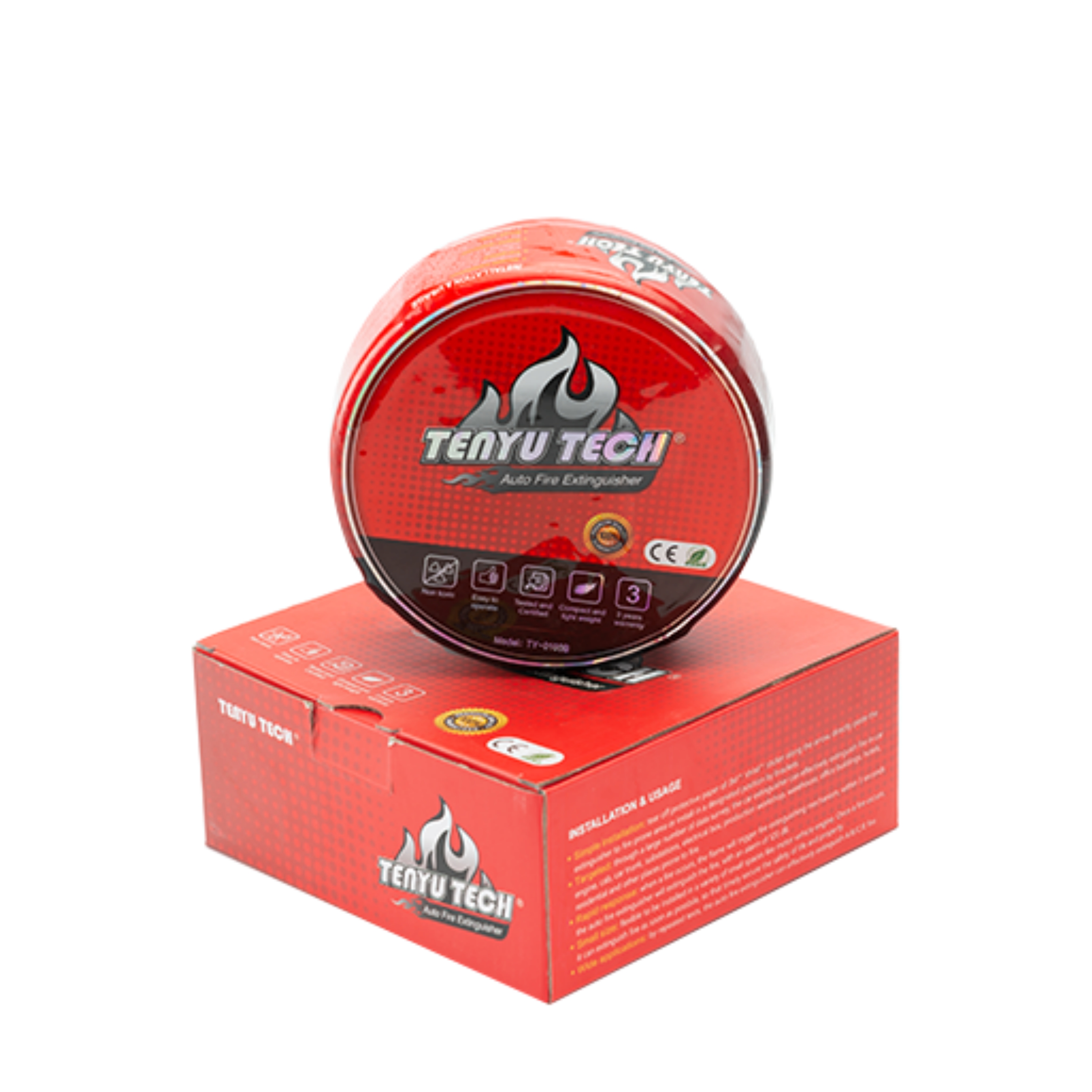 Tenyu 1.15 كجم جهاز طفاية حريق تلقائي محمول مسحوق جاف تقرير CE / مصنع MSDS عملية بسيطة طفاية حريق